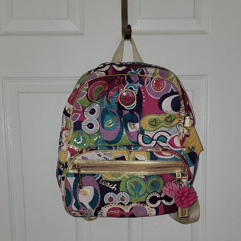 COACH POPPY POP-C LIMITED EDITION GRAFFITI MULTICOLOR NYLON BACKPACK 15292